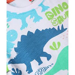Babyhug 100% Cotton Knit Half Sleeves Dino Printed T-Shirt & Shorts Set - Orange