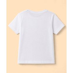 Babyhug Single Jersey Knit Denim Half Sleeves T-Shirts & Shorts Set with Beach Scene Print - White