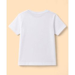 Babyhug Single Jersey Knit Denim Half Sleeves T-Shirts & Shorts Set with Beach Scene Print - White