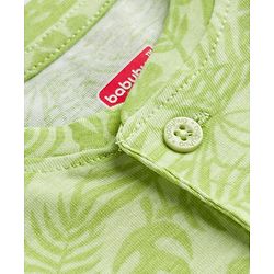Babyhug 100% Cotton Single Jersey Knit Half Sleeves T-Shirt & Shorts Set Leaf Print - Green