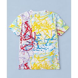 Babyhug Single Jersey Knit Half Sleeves T-Shirt and Shorts with Splatter Print - White