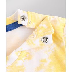 Babyhug Single Jersey Knit Half Sleeves T-Shirt & Denim Shorts Set With Beach Scene Print - Yellow