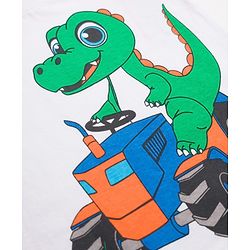 Babyhug 100% Cotton Knit Half Raglan Sleeves Dino & Tractor Printed T-Shirt & Shorts Set - Green & Yellow