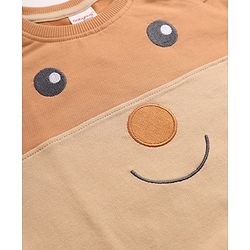 Babyhug Terry Knit Full Sleeves T-Shirt & Joggers Set With Applique - Brown