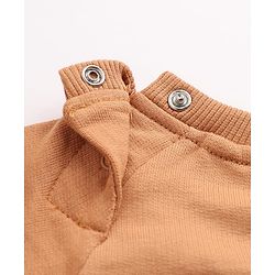 Babyhug Terry Knit Full Sleeves T-Shirt & Joggers Set With Applique - Brown