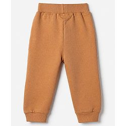 Babyhug Terry Knit Full Sleeves T-Shirt & Joggers Set With Applique - Brown