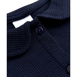Babyhug Cotton Waffle Knit Frock and Bloomer with Half Sleeves in Navy Blue for New born