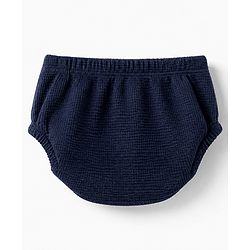 Babyhug Cotton Waffle Knit Frock and Bloomer with Half Sleeves in Navy Blue for New born