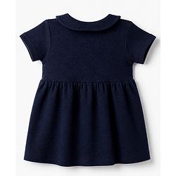 Babyhug Cotton Waffle Knit Frock and Bloomer with Half Sleeves in Navy Blue for New born