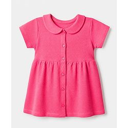 Babyhug Waffle Knit Half Sleeves Frock With Bloomer Set - Pink