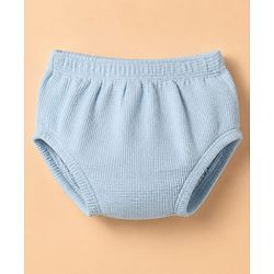 Babyhug Waffle Knit Half Sleeves Frock With Bloomer - Light Blue