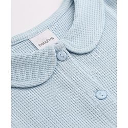 Babyhug Waffle Knit Half Sleeves Frock With Bloomer - Light Blue