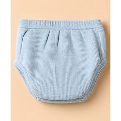 Babyhug Waffle Knit Half Sleeves Frock With Bloomer - Light Blue