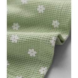 Babyhug Waffle Knit Half Sleeves Floral Printed Frock With Bloomer Set - Light Green