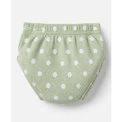 Babyhug Waffle Knit Half Sleeves Floral Printed Frock With Bloomer Set - Light Green