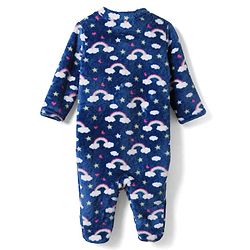 Babyhug Cotton Mix Knit Velour Full Sleeve Winter Nightwear with Cloud Print in Blue