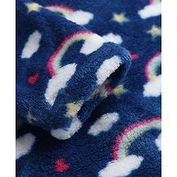 Babyhug Cotton Mix Knit Velour Full Sleeve Winter Nightwear with Cloud Print in Blue