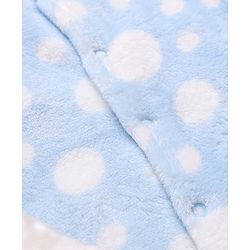 Babyhug Cotton Mixes Velour Knit Full Sleeves Winter Sleep Suit with Polka Dots Print - Light Blue