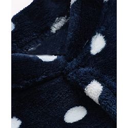 Babyhug Cotton Knit Full Sleeves Winter Wear Sleep Suit with Polka Dots Print - Navy Blue