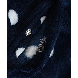 Babyhug Cotton Knit Full Sleeves Winter Wear Sleep Suit with Polka Dots Print - Navy Blue