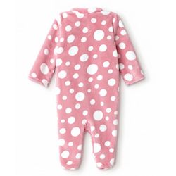 Babyhug Knit Full Sleeves Winter Sleepsuit with Polka Dots  Design - Pink
