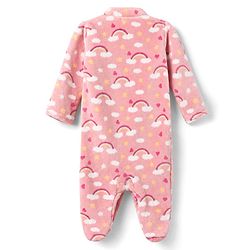 Babyhug Cotton Knit Full Sleeves Winter Wear Sleep Suit with Rainbow & Star Print - Pink