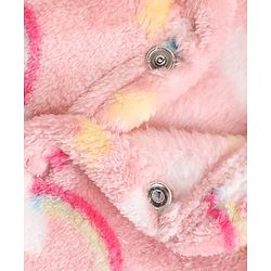 Babyhug Cotton Knit Full Sleeves Winter Wear Sleep Suit with Rainbow & Star Print - Pink
