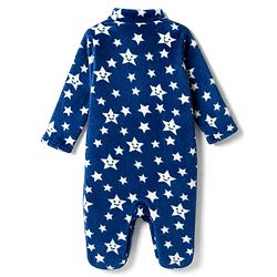 Babyhug Velour Knit Full Sleeves Winter Sleepsuit with Star Print - Navy Blue