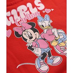 Babyhug Disney 100% Cotton Terry Knit Full Sleeves T-Shirt & Pant Set With Minnie Mouse & Daisy Graphic - Red