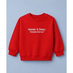Babyhug Disney 100% Cotton Terry Knit Full Sleeves T-Shirt & Pant Set With Minnie Mouse & Daisy Graphic - Red