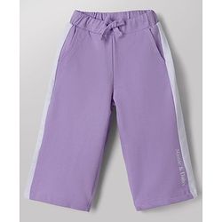 Babyhug Disney 100% Cotton Terry Knit Full Sleeves Cut & Sew T-Shirt and Pant Set With Minnie Mouse & Daisy Graphic - Purple