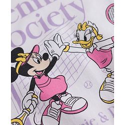 Babyhug Disney 100% Cotton Terry Knit Full Sleeves Cut & Sew T-Shirt and Pant Set With Minnie Mouse & Daisy Graphic - Purple