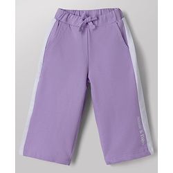 Babyhug Disney 100% Cotton Terry Knit Full Sleeves Cut & Sew T-Shirt and Pant Set With Minnie Mouse & Daisy Graphic - Purple
