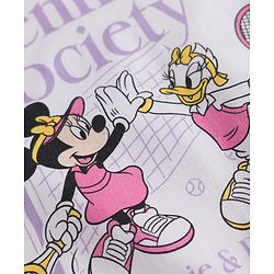 Babyhug Disney 100% Cotton Terry Knit Full Sleeves Cut & Sew T-Shirt and Pant Set With Minnie Mouse & Daisy Graphic - Purple