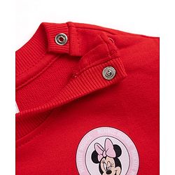 Babyhug Disney 100% Cotton Terry Knit Full Sleeves T-Shirt And Pant With Minnie Mouse Print In Red