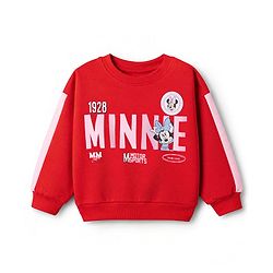 Babyhug Disney 100% Cotton Terry Knit Full Sleeves T-Shirt And Pant With Minnie Mouse Print In Red