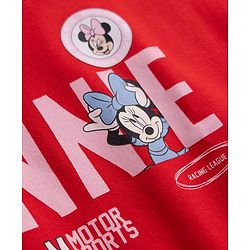 Babyhug Disney 100% Cotton Terry Knit Full Sleeves T-Shirt And Pant With Minnie Mouse Print In Red