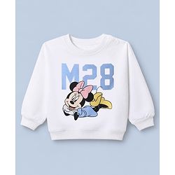 Babyhug Disney 100% Cotton Terry Knit Full Sleeves T-Shirt And Pant With Minnie Mouse Print - White