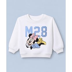 Babyhug Disney 100% Cotton Terry Knit Full Sleeves T-Shirt And Pant With Minnie Mouse Print - White