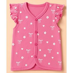 Babyhug 100% Cotton Interlock Knit Full Sleeves Jhablas With Floral Heart & Star Print Pack of 3 - Pink White