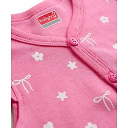 Babyhug 100% Cotton Interlock Knit Full Sleeves Jhablas With Floral Heart & Star Print Pack of 3 - Pink White