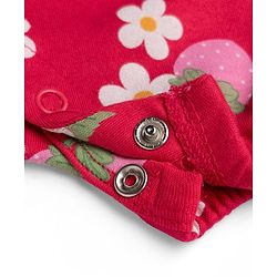 Babyhug 100% Cotton Interlock Knit Half Sleeves Floral Printed Romper with Hairband and Booties - Pink