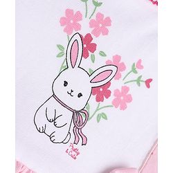 Babyhug 100% Cotton Interlock Knit Sleeveless Polka Dot & Bunny Printed Onesies With Hairband - Pink