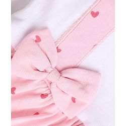 Babyhug 100% Cotton Interlock Knit Sleeveless Polka Dot & Bunny Printed Onesies With Hairband - Pink