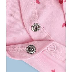 Babyhug 100% Cotton Interlock Knit Sleeveless Polka Dot & Bunny Printed Onesies With Hairband - Pink