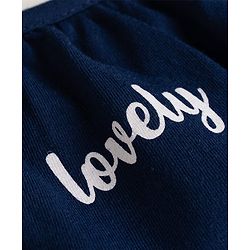 Babyhug 100% Cotton Interlock Knit Sleeveless Frock Style Onesies With Floral Print & Hairband - Navy Blue