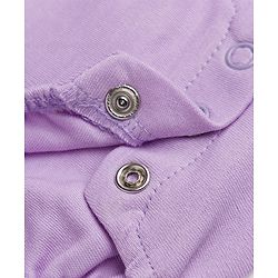 Babyhug 100% Cotton Interlock Knit Half Sleeves Teddy Bear & Floral Printed Onesie With Hairdband - Purple