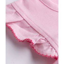 Babyhug 100% Cotton Interlock Knit Half Sleeves Romper With Floral Print & Bow Applique - Pink
