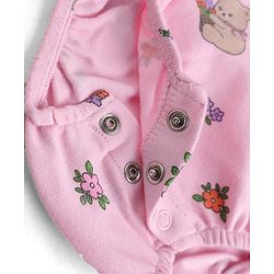 Babyhug 100% Cotton Interlock Knit Sleeveless Frill Detailing Onesies With Floral Print - Pink