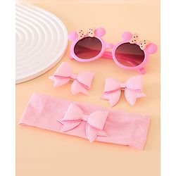 Babyhug Hair Accessories With Sunglasses Combo Set - Pink
